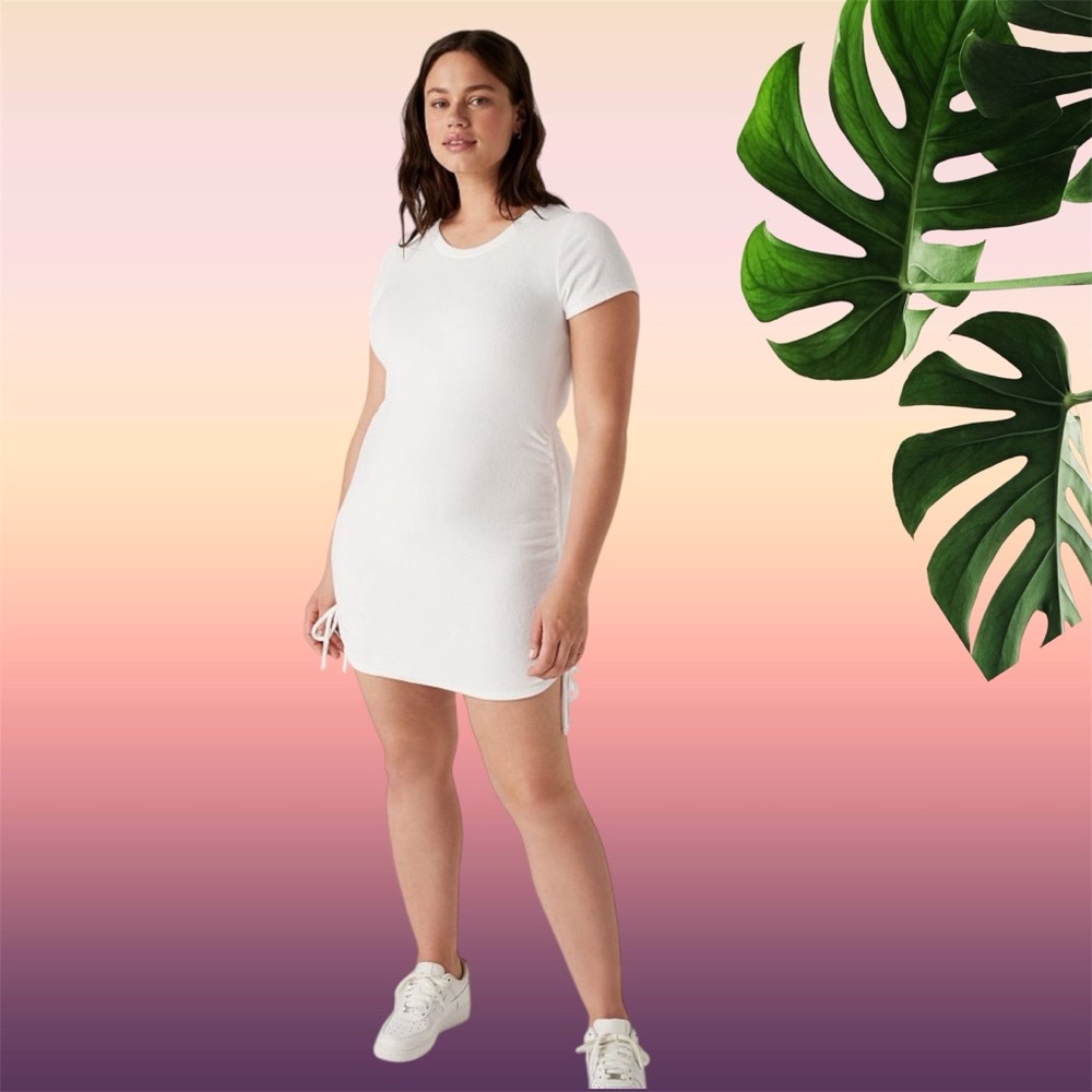 NEW SMALL VS PINK BEACH TERRY RUCHED SIDE
DRESS